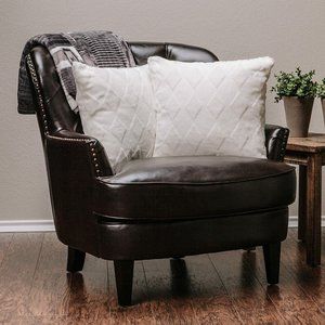 Soft Elegant Faux Fur Diamond Shape Solid White 2-Pack Throw Pillowcase 18x18